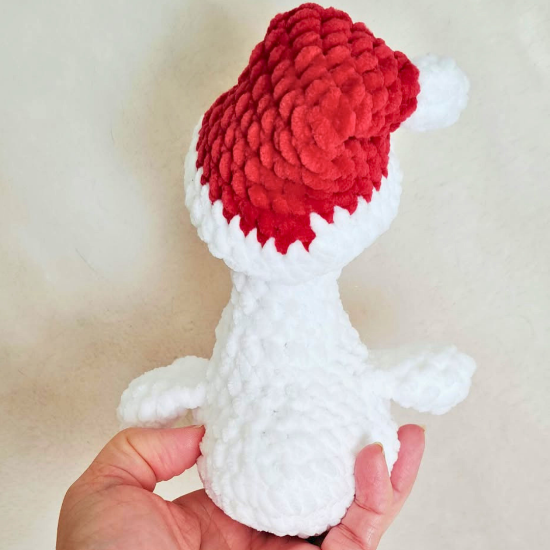 Crochet Goose in Santa Hat Plush — Handmade Christmas Goose Stuffed Animal