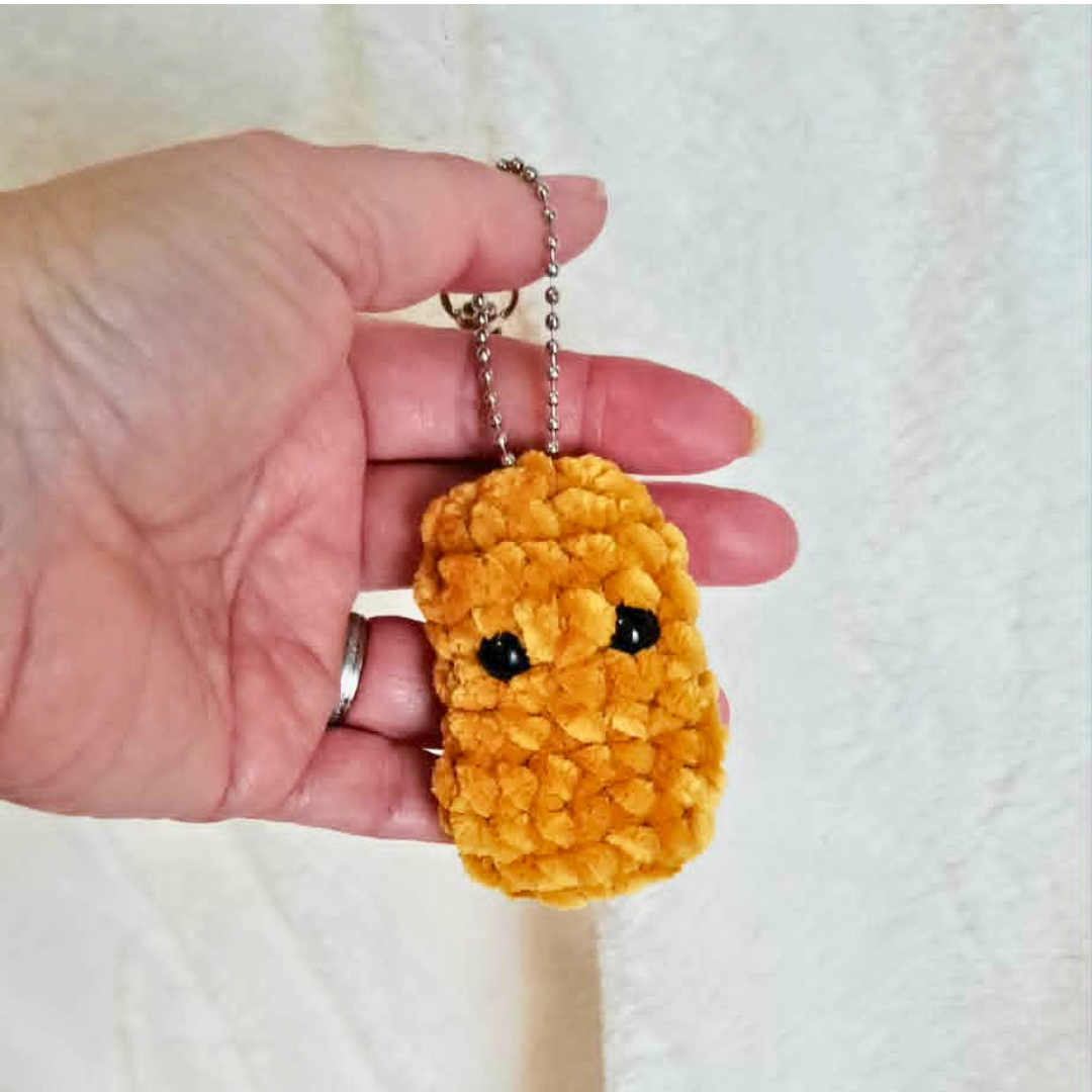 Crochet Chicken Nugget Keychain | Cute Food Bag Charm | Funny Crochet Keychain | Kawaii Nugget Gift