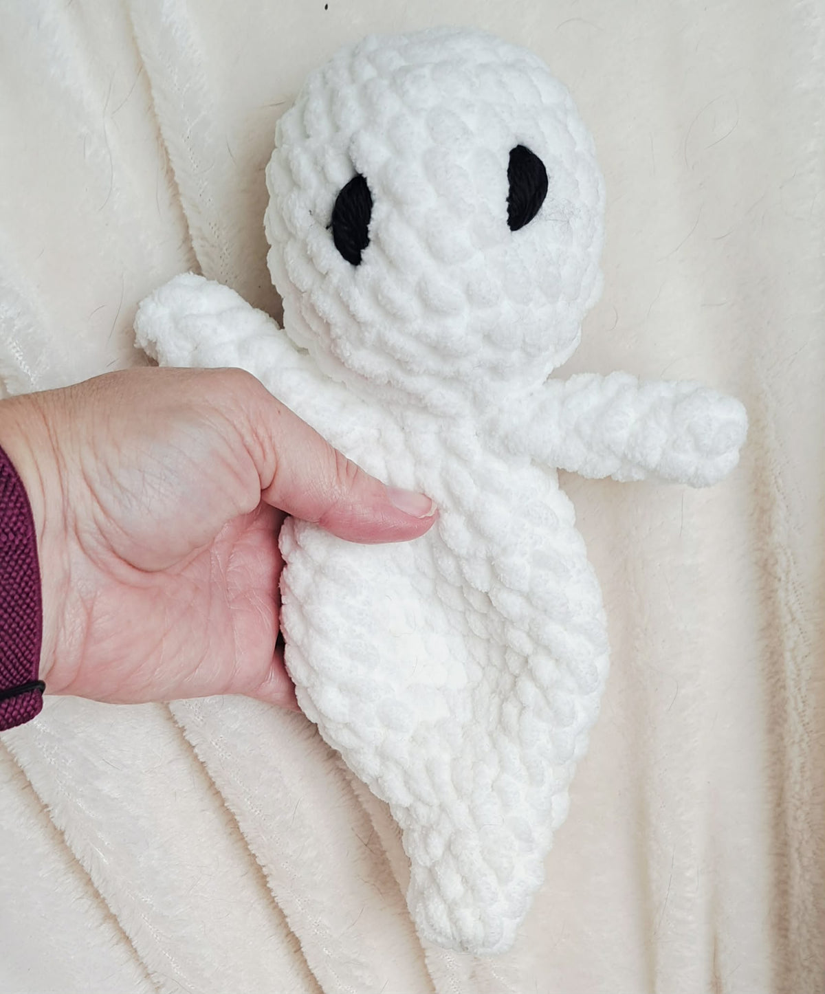 Crochet Ghost Snuggler | Handmade Plush Ghost Lovey | Soft Halloween Plushie | Spooky Season Gift | Cute Ghost Plush