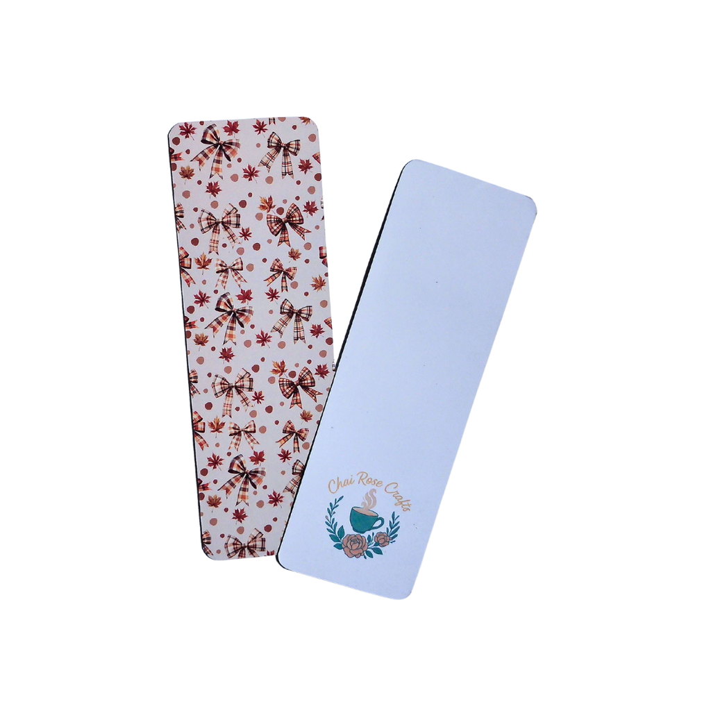 Cozy Autumn Plaid Bow Bookmark