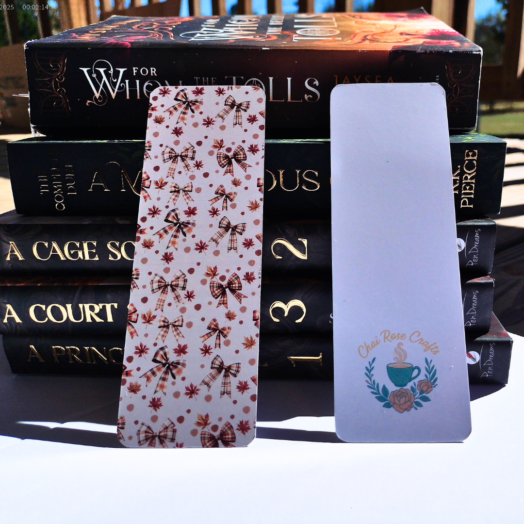 Cozy Autumn Plaid Bow Bookmark