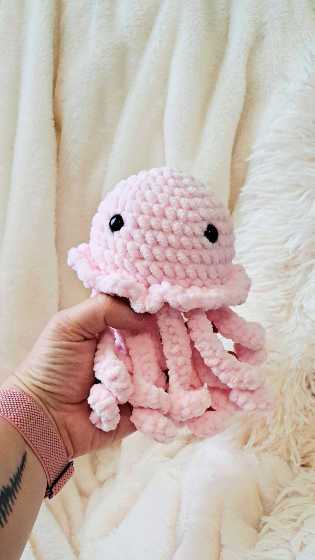 Crochet Jellyfish Plush | Pink Jellyfish Stuffed Animal | Ocean Animal Plushie | Handmade Amigurumi | Sea Life Gift | Cute Kawaii Plush