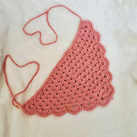 Crochet Hair Bandana | Granny Stitch Head Scarf | Handmade Crochet Kerchief | Cottagecore Hair Accessory