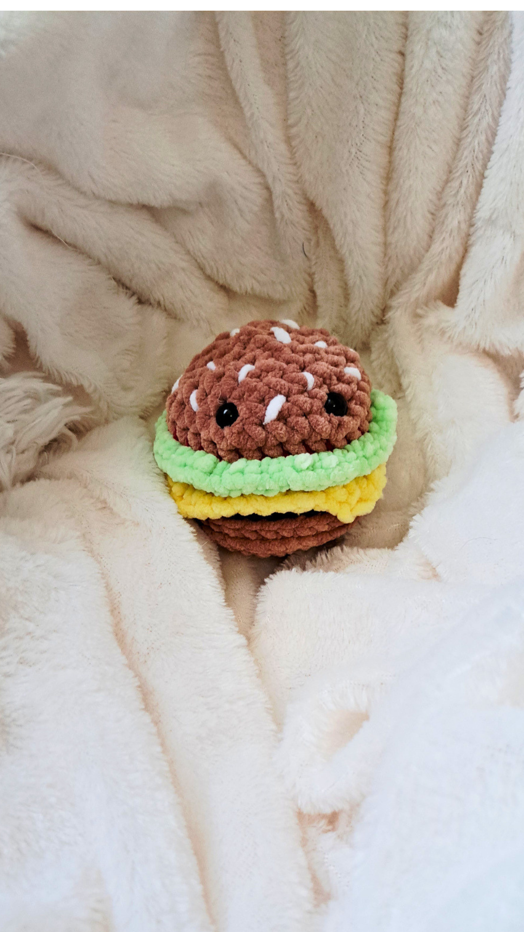 Chubby Burger Crochet Plush | Cute Hamburger Plushie | Food Plush | Kawaii Crochet Food | Handmade Amigurumi | Foodie Gift