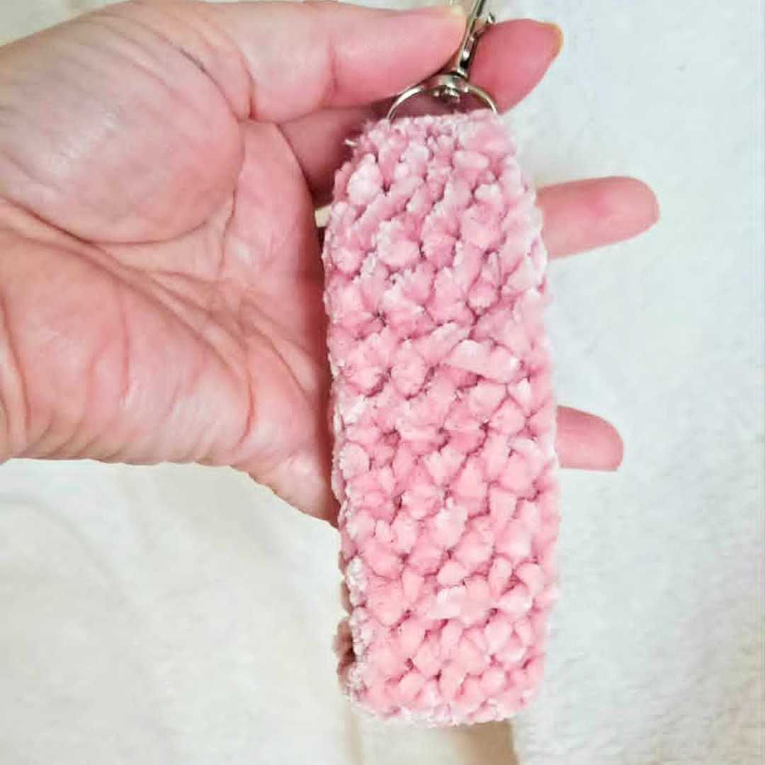 Crochet Wristlet Keychain | Velvet Wrist Strap | Handmade Keychain Wristlet | Soft Key Holder