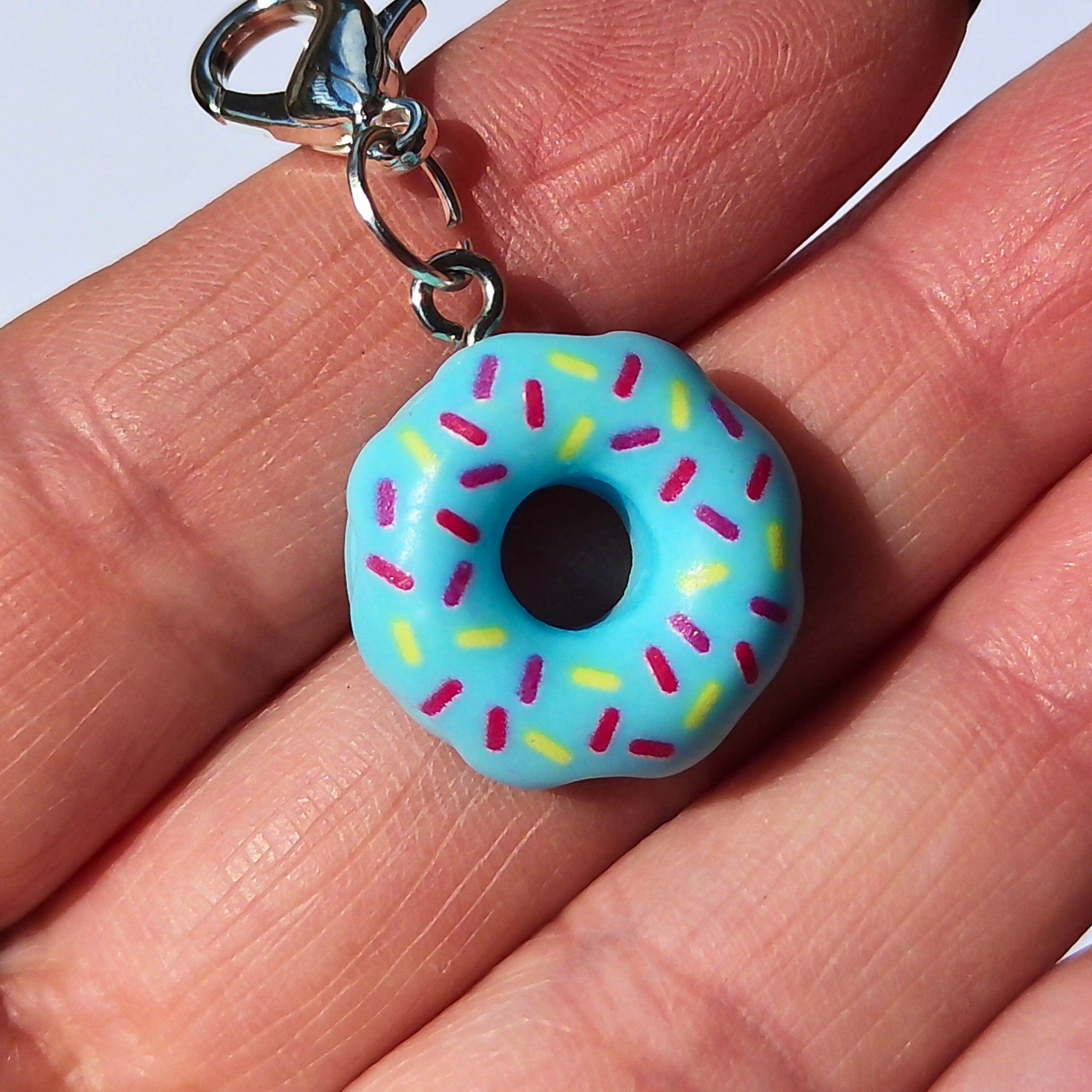 Mini Donut Zipper Charm— Resin Charm with Claw Clasp