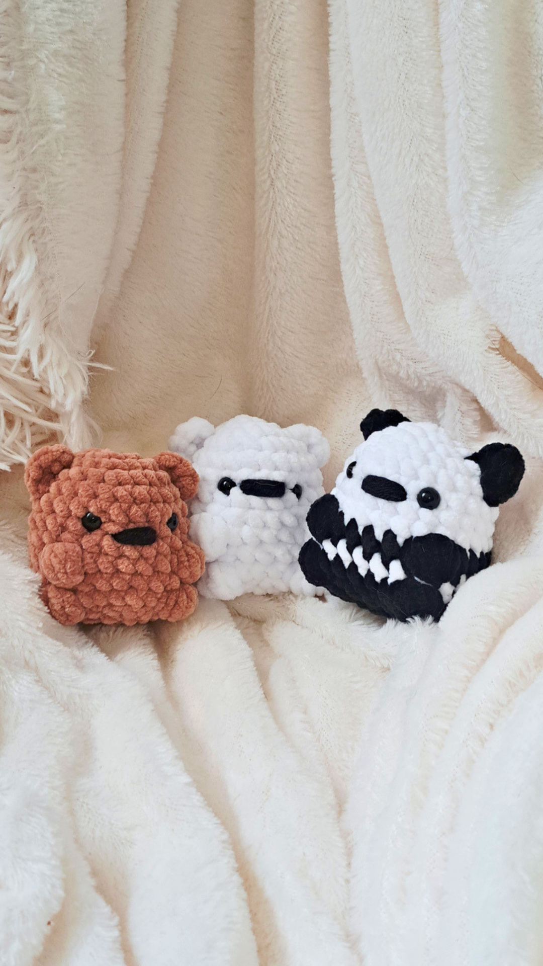 Tiny Crochet Bear Plush | Pocket Bear Stuffed Animal | Mini Polar Bear & Panda | Handmade Crochet Plushie | Cute Small Gift