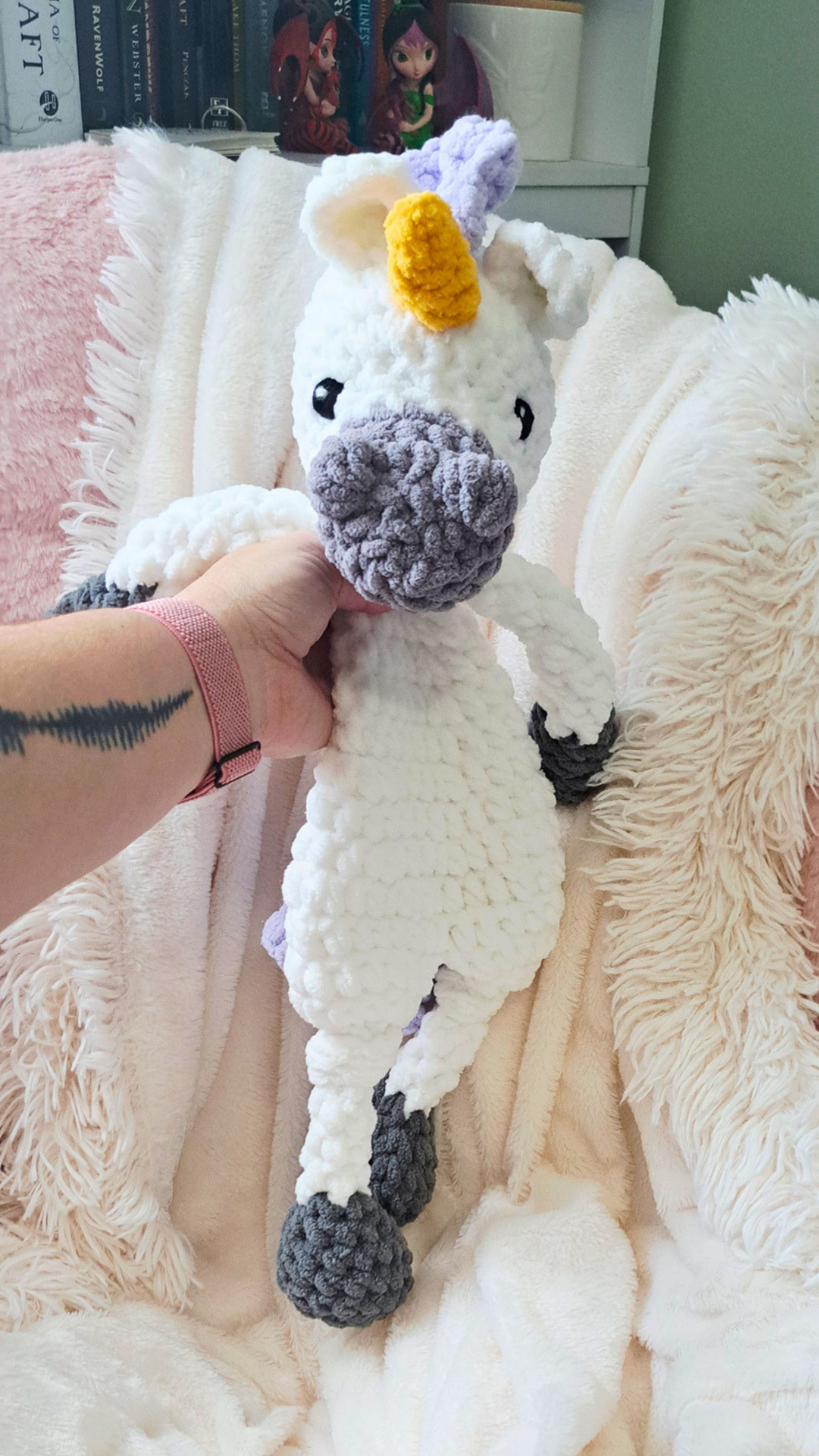 Crochet Unicorn Lovey | Soft Baby Unicorn Plush | Lavender & White Nursery Lovey | Handmade Baby Gift | Unicorn Security Blanket