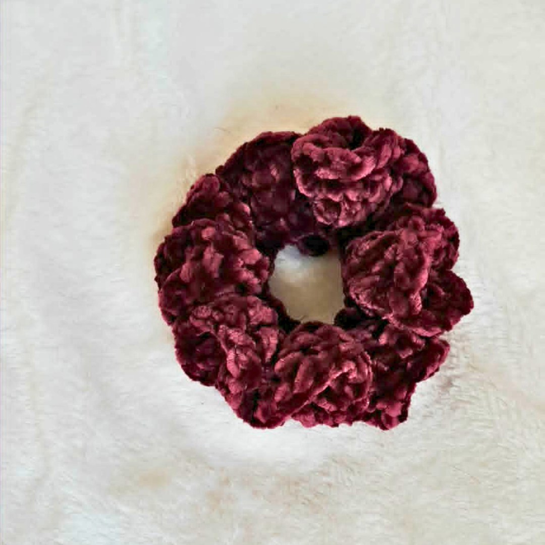 Crochet Scrunchie | Velvet Hair Scrunchie | Handmade Hair Accessory | Soft Crochet Hair Tie | Gift for Her