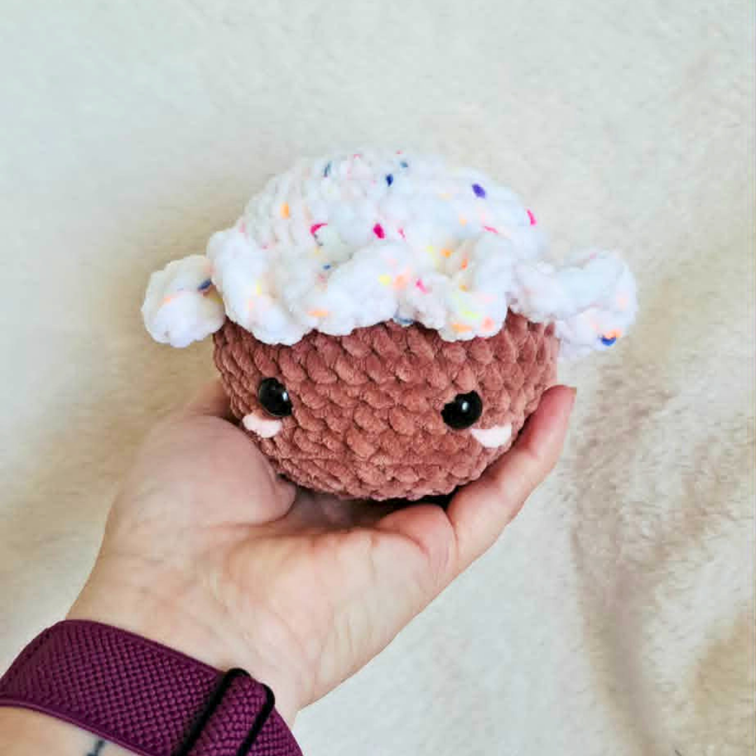 Large Crochet Cupcake Plushie | Kawaii Cupcake Stuffed Animal | Handmade Food Plush | Cute Dessert Plushie | Birthday Gift