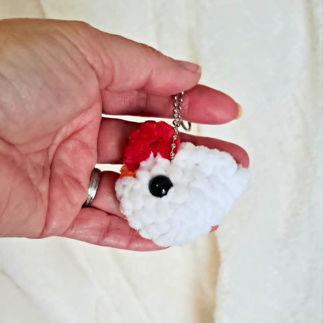 Crochet Chicken Keychain | Mini Hen Bag Charm | Handmade Farm Animal Keychain | Cute Chicken Lover Gift