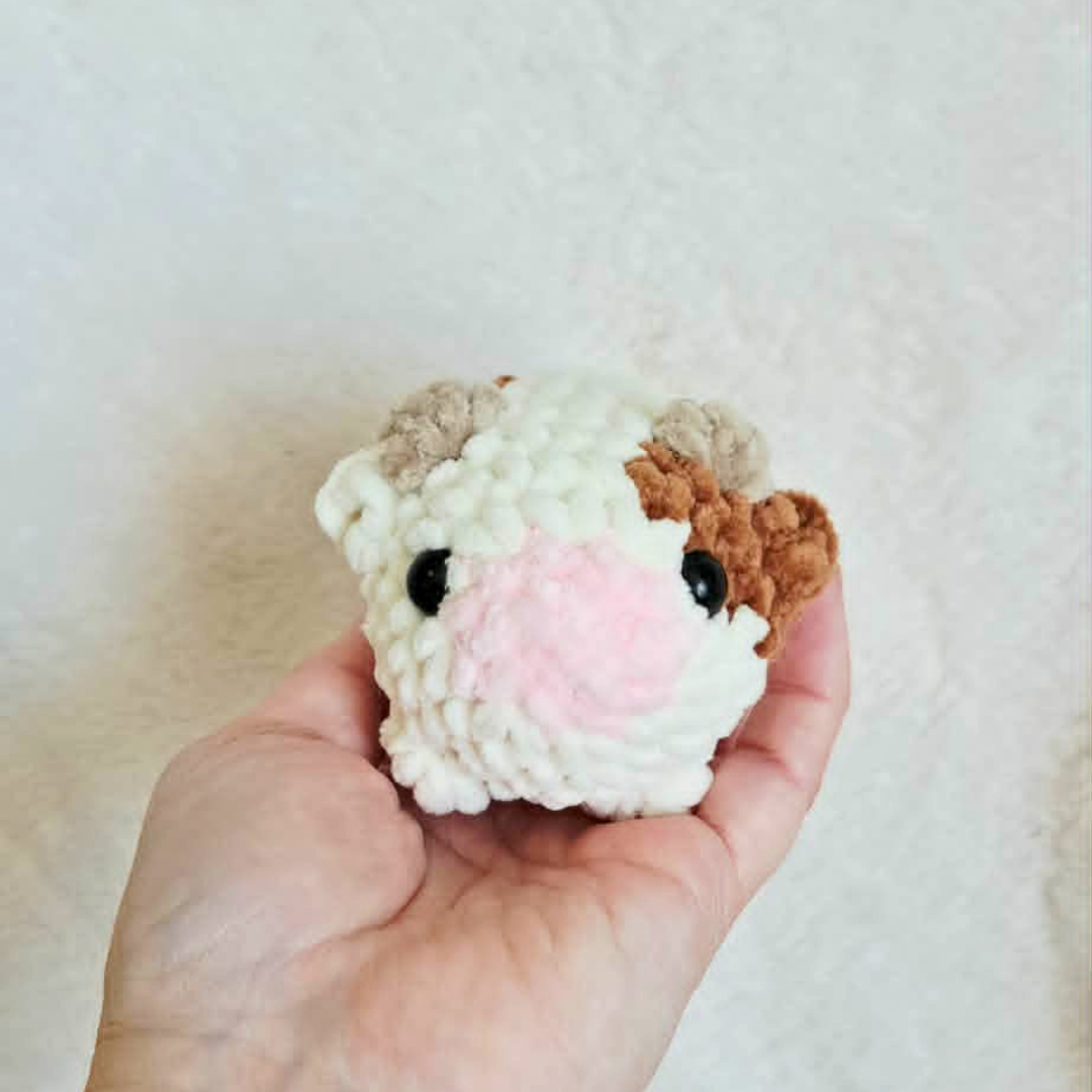 Mini Crochet Cow Plush | Handmade Cow Stuffed Animal | Tiny Farm Animal Plushie | Cute Pocket Cow | Cow Lover Gift