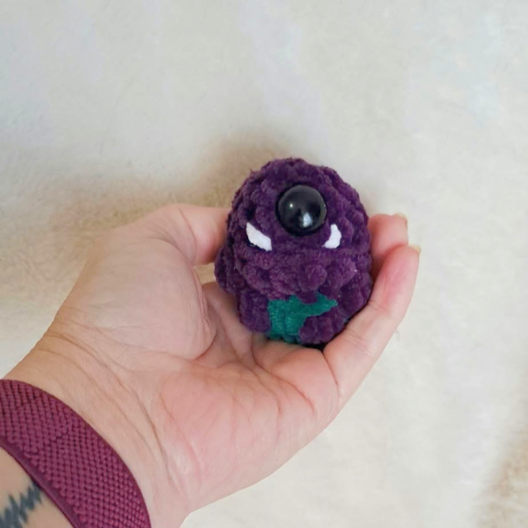 Mini Cyclops Crochet Plush | Tiny Purple Monster