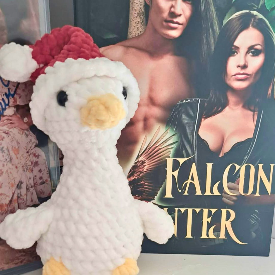 Crochet Goose in Santa Hat Plush — Handmade Christmas Goose Stuffed Animal