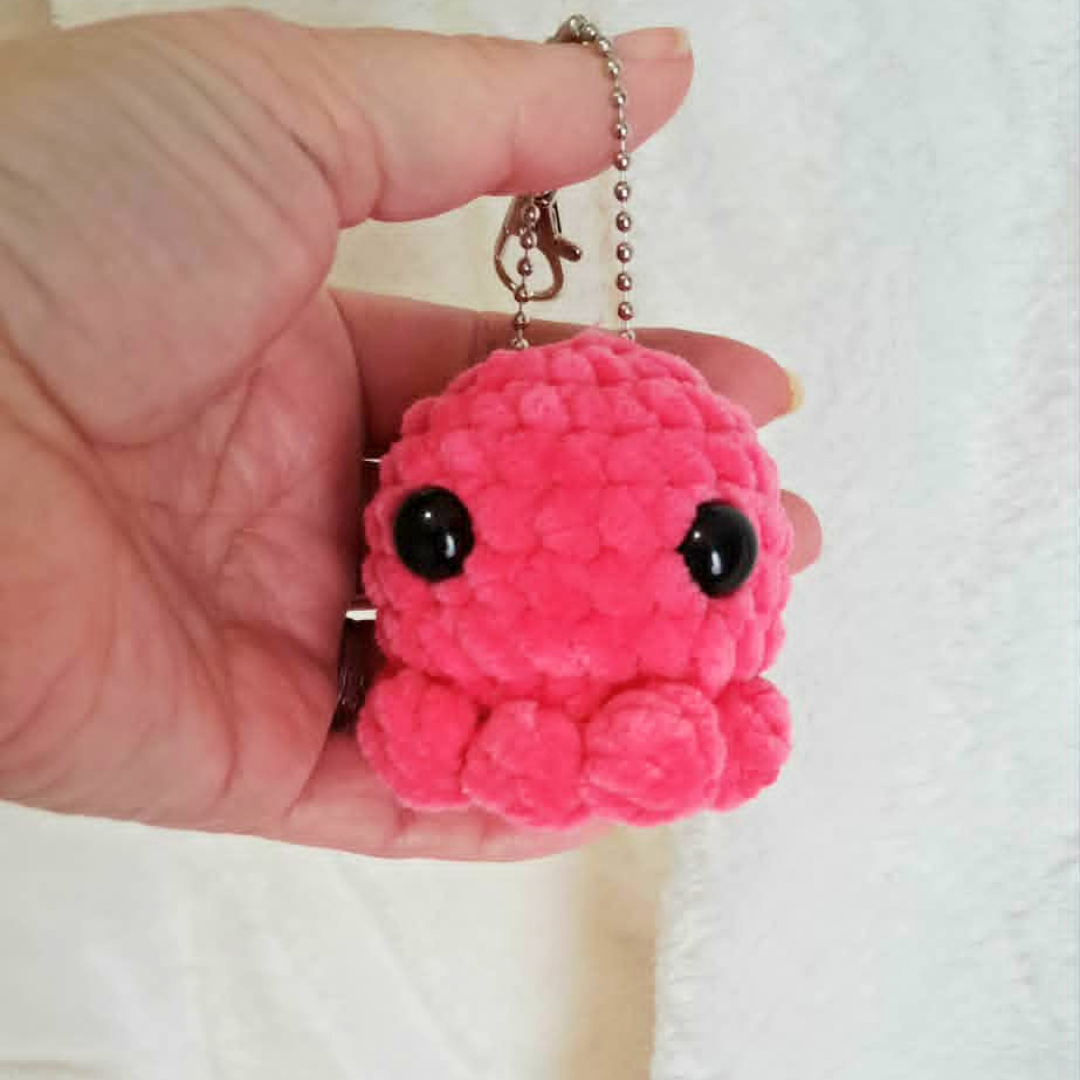 Mini Crochet Octopus Keychain | Plush Octopus Bag Charm | Cute Kawaii Sea Animal Keychain | Handmade Crochet Gift