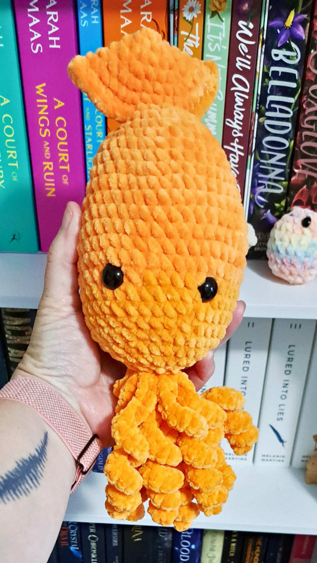 Large Crochet Squid Plush | Orange Squid Stuffed Animal | Handmade Ocean Plushie | Sea Creature Gift | Soft Crochet Squid