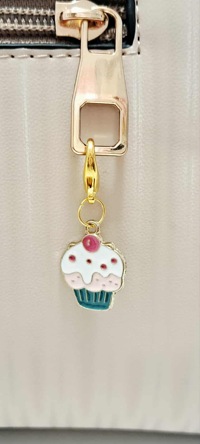 Cupcake Enamel Zipper Charm