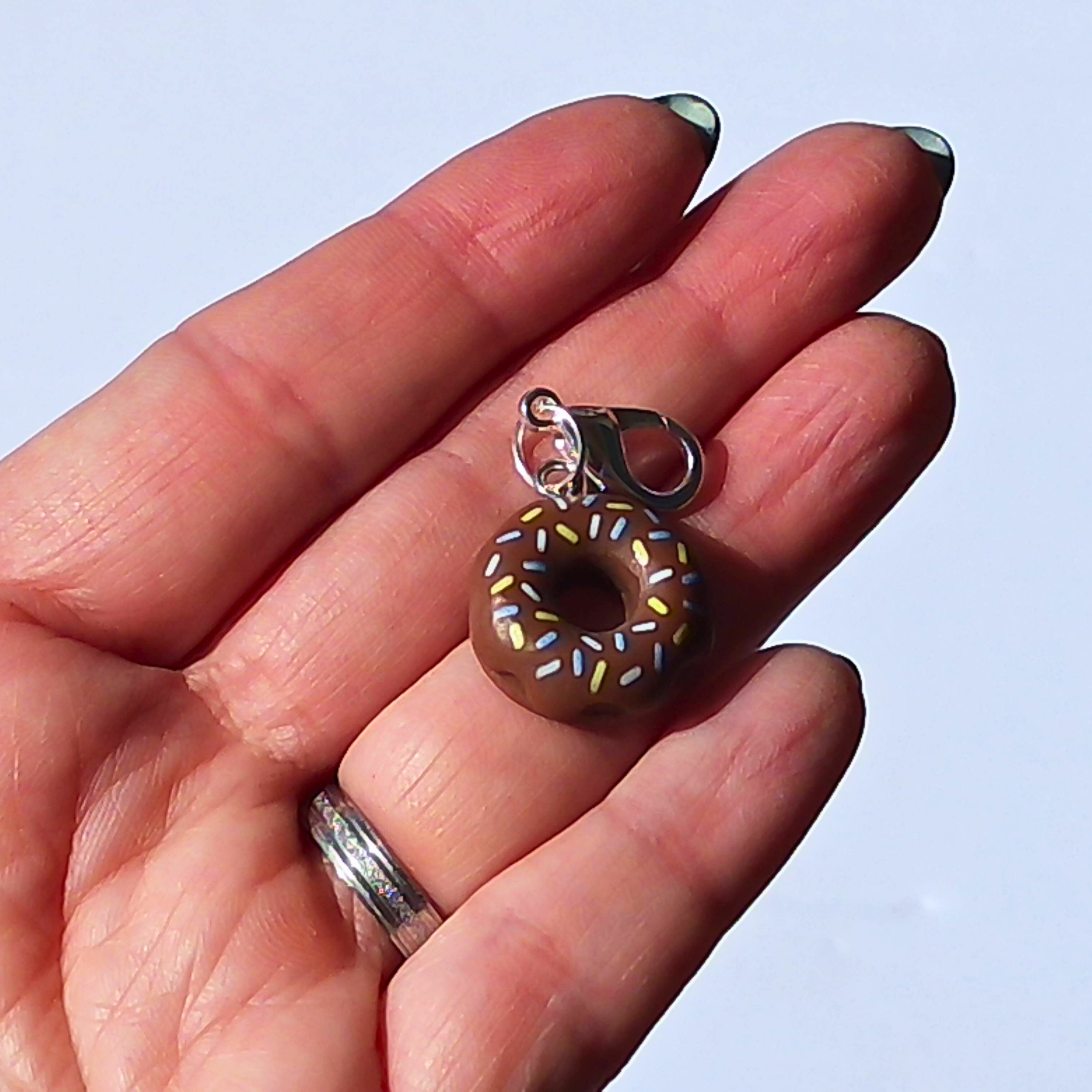 Mini Donut Zipper Charm— Resin Charm with Claw Clasp