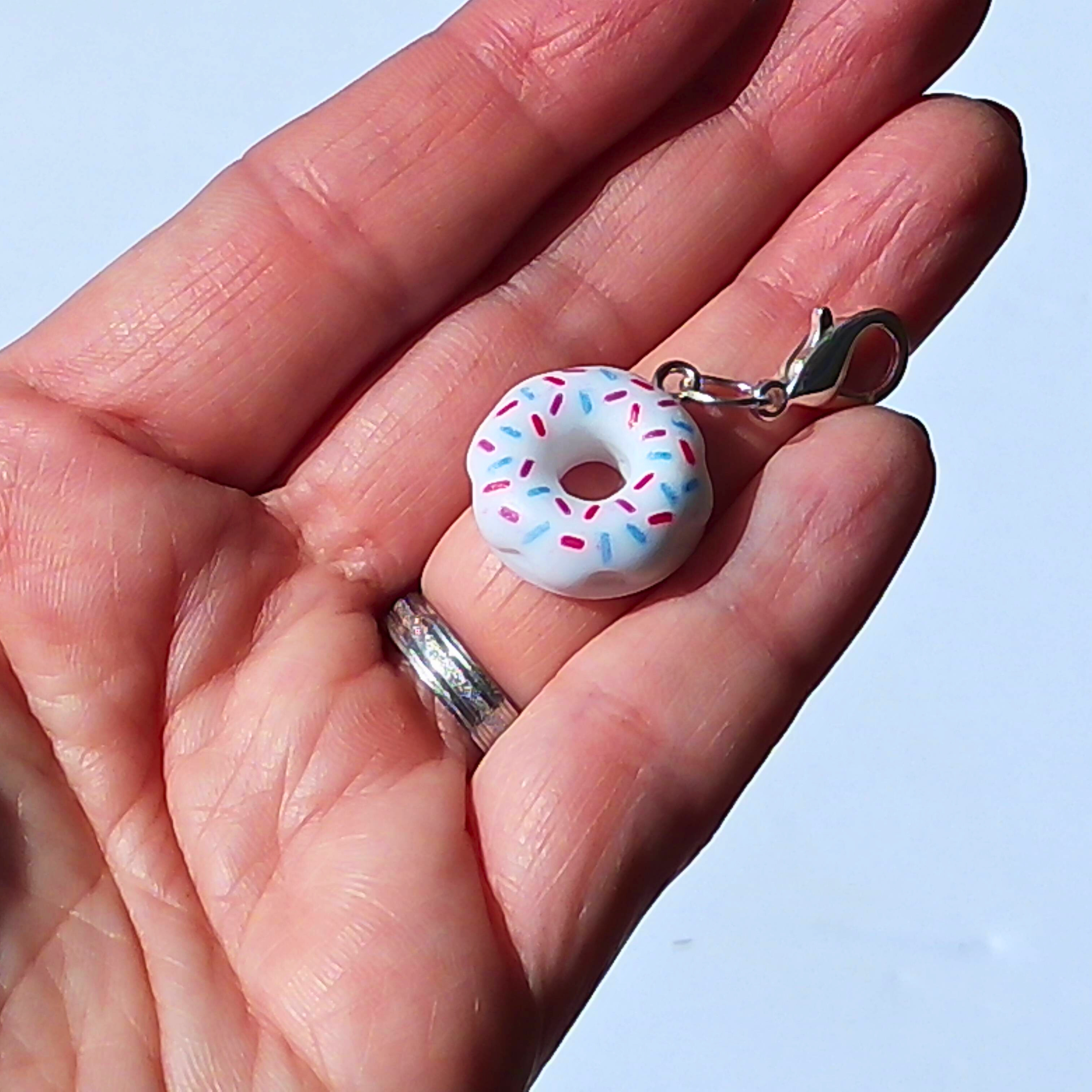 Mini Donut Zipper Charm— Resin Charm with Claw Clasp