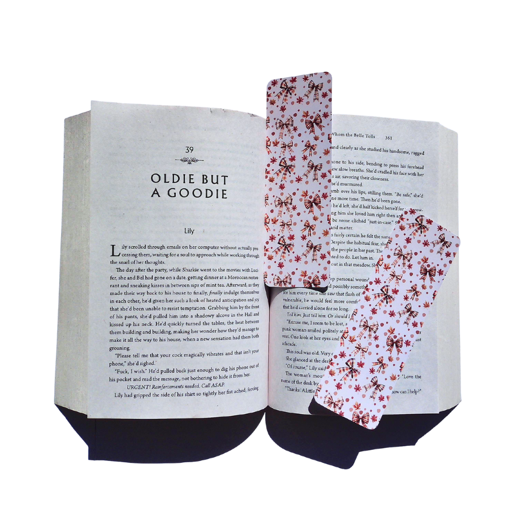 Cozy Autumn Plaid Bow Bookmark
