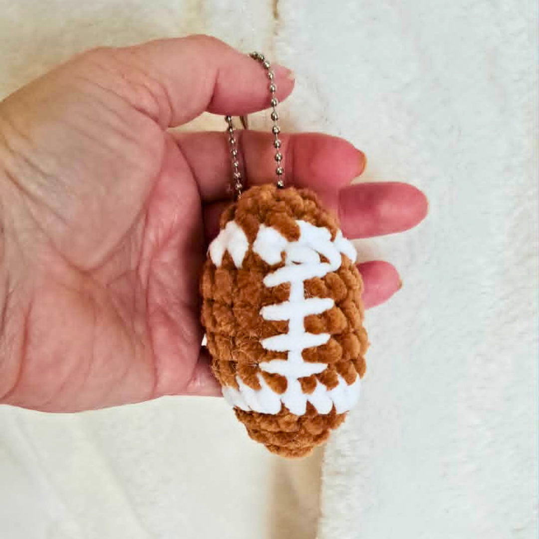 Crochet Football Keychain | Plush Football Bag Charm | Football Fan Gift | Handmade Sports Keychain