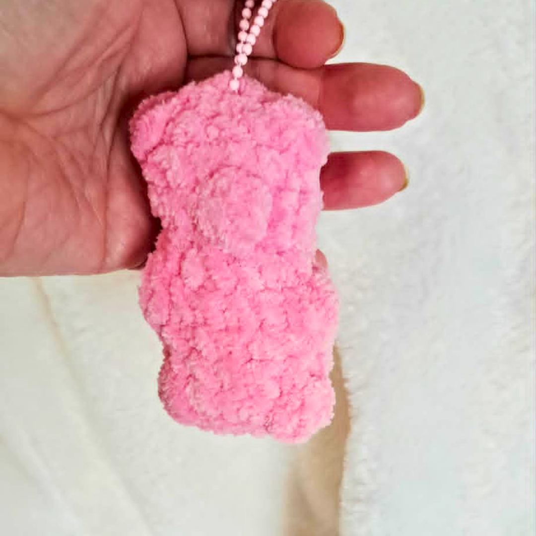 Pink Gummy Bear Crochet Keychain | Handmade Amigurumi Bag Charm | Cute Kawaii Accessory | Pink Crochet Keychain