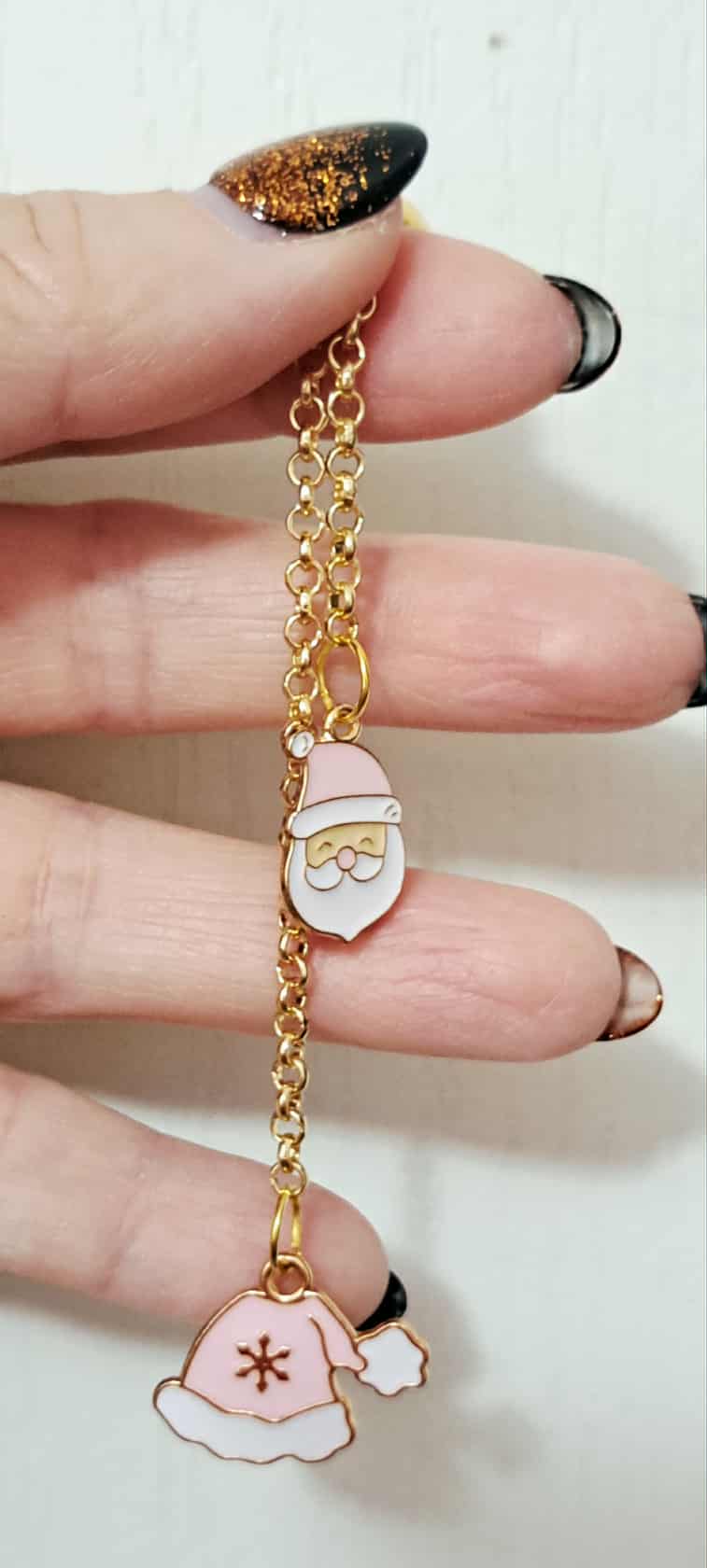 Pink Santa & Christmas Hat Zipper Charm
