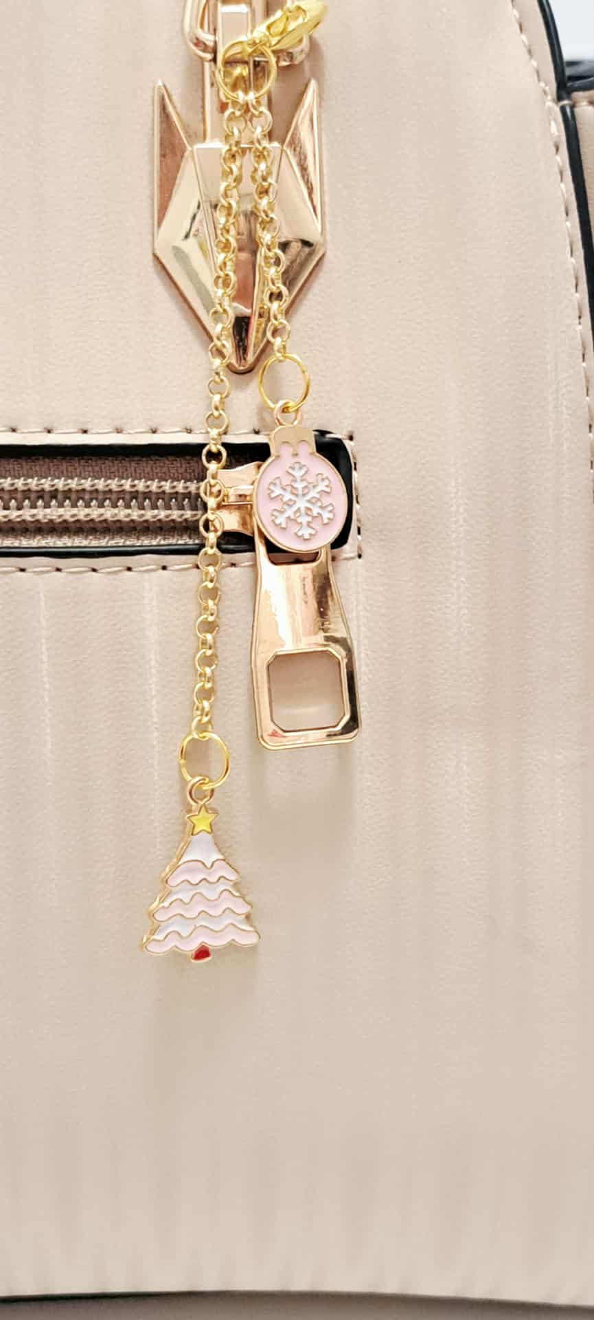 Pink Snowflake Ornament & Christmas Tree Zipper Charm
