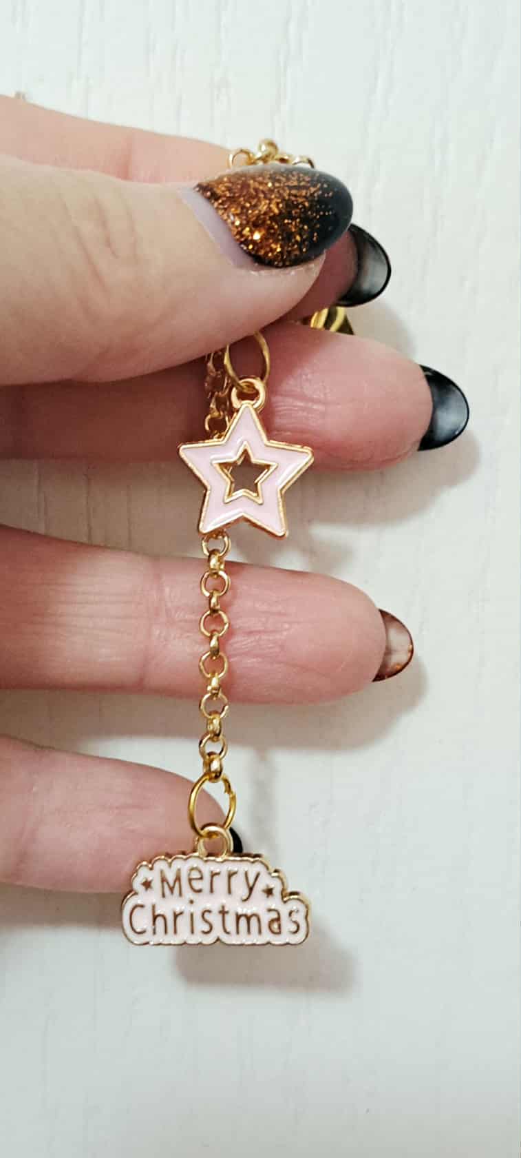 Pink Star & Merry Christmas Zipper Pull – Cute Holiday Bag Charm