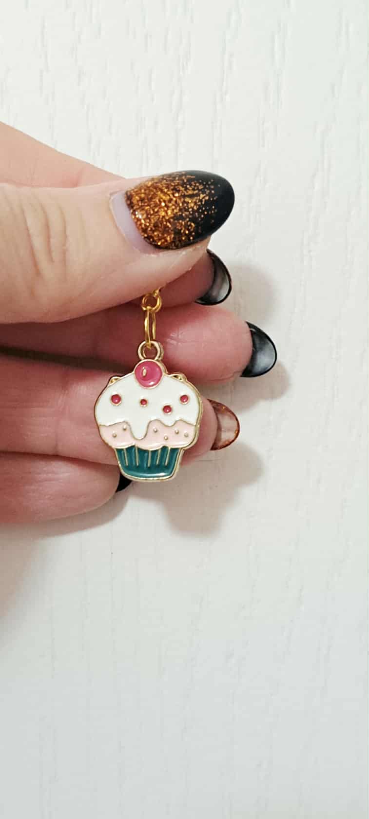 Cupcake Enamel Zipper Charm